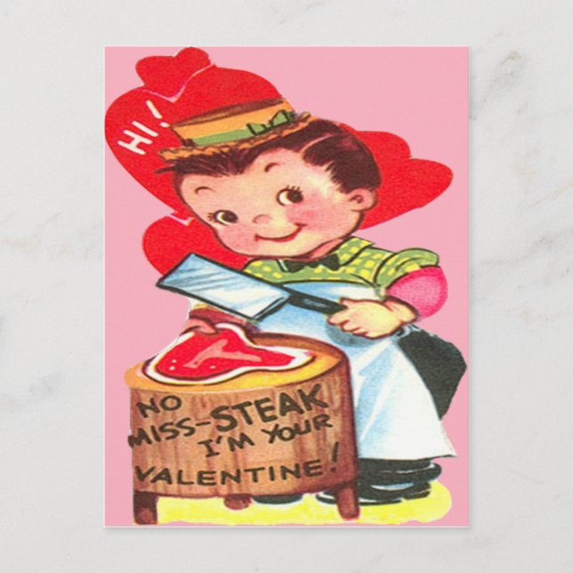 Carte Valentine Boucher Retro vintage (Devant)