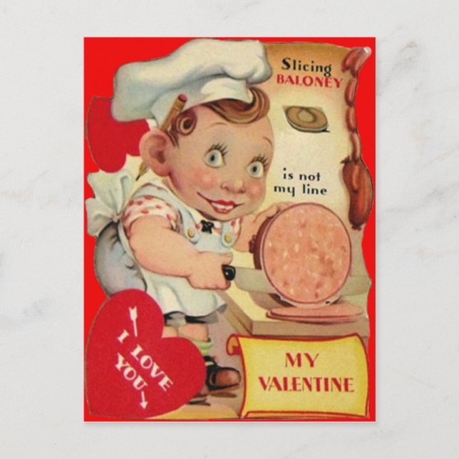 Carte Valentine Boucher Retro vintage (Devant)