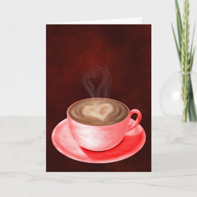 Carte Valentine Cappuccino Art Heart (Devant)