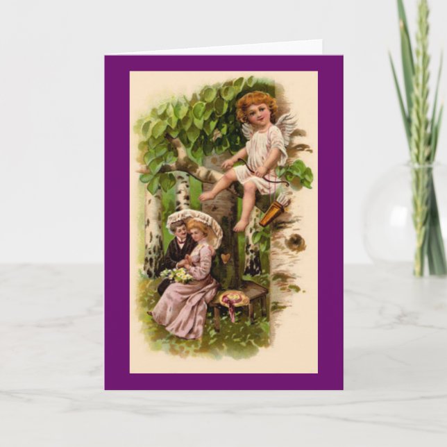 Carte Valentine Cupid & Couple Vintage (Devant)