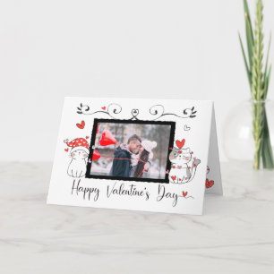 Carte Valentine Cute Chat Coeurs Photo personnalisée