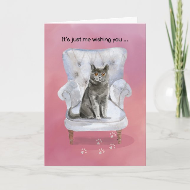 Carte Valentine de Cat assis sur la chaise (Devant)
