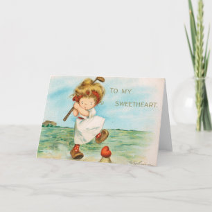 Carte Valentine de golf fantaisiste et kitsch, vers 1915