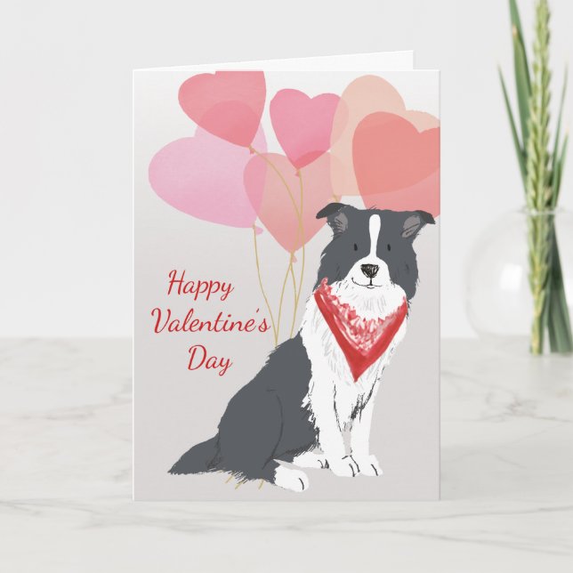 Carte Valentine de la frontière de chien Collie Ba (Devant)