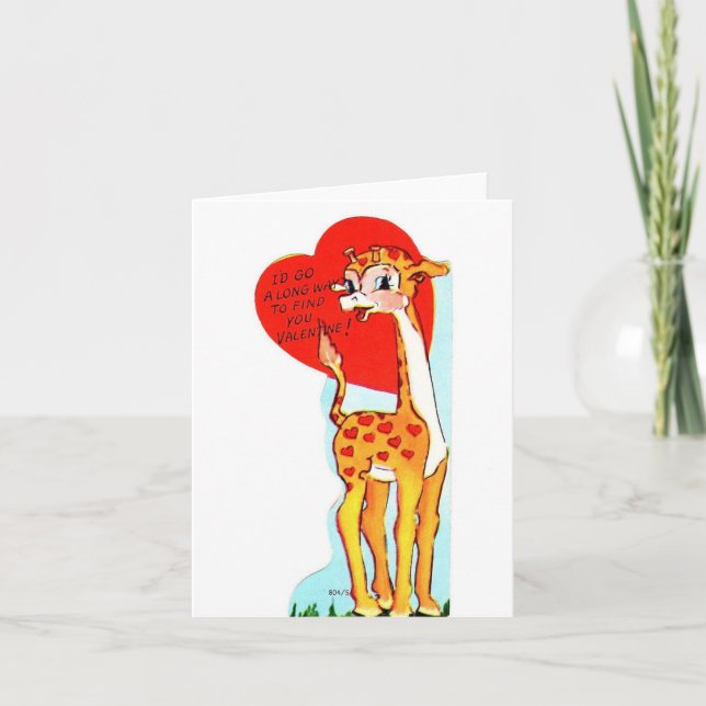 Carte Valentine de la Girafe Vintage (Devant)