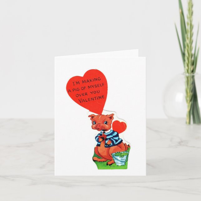 Carte Valentine de porc vintage (Devant)