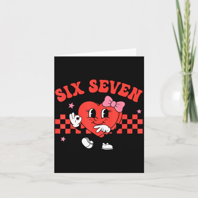 Carte Valentine drôle Six Seven Cœur Arc Mème Gen Alpha (Devant)
