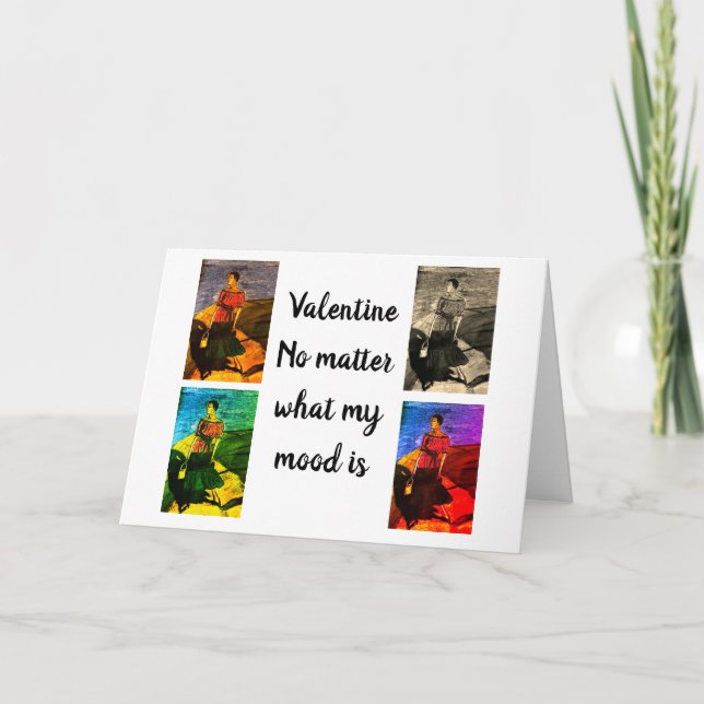 CARTE VALENTINE FEMME NOIRE SUR LE PONT   (Devant)