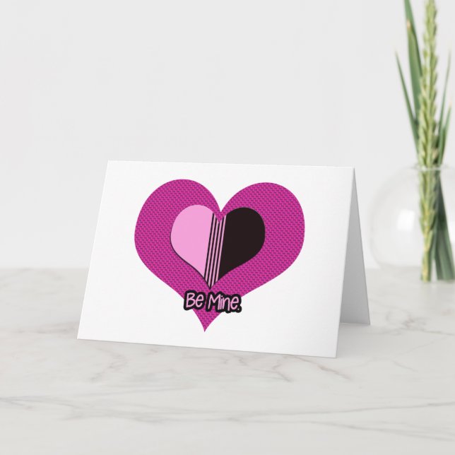 Carte Valentine Heart Pink and Black Be Mine (Devant)