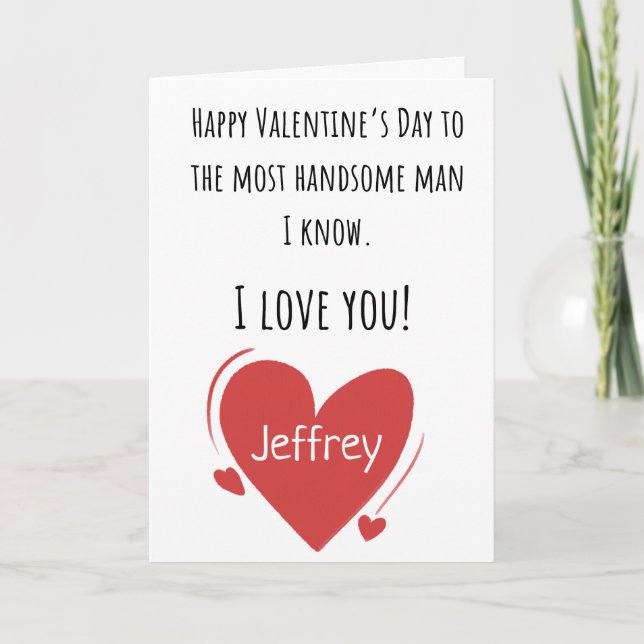 Carte Valentine Homme Le Plus Beau Avec Nom Plie (Devant)