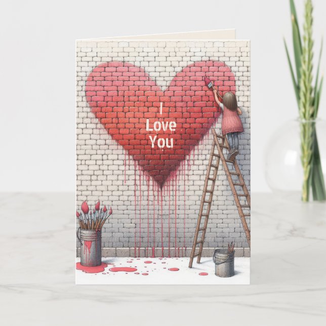 Carte Valentine I Love You Heart Mural (Devant)