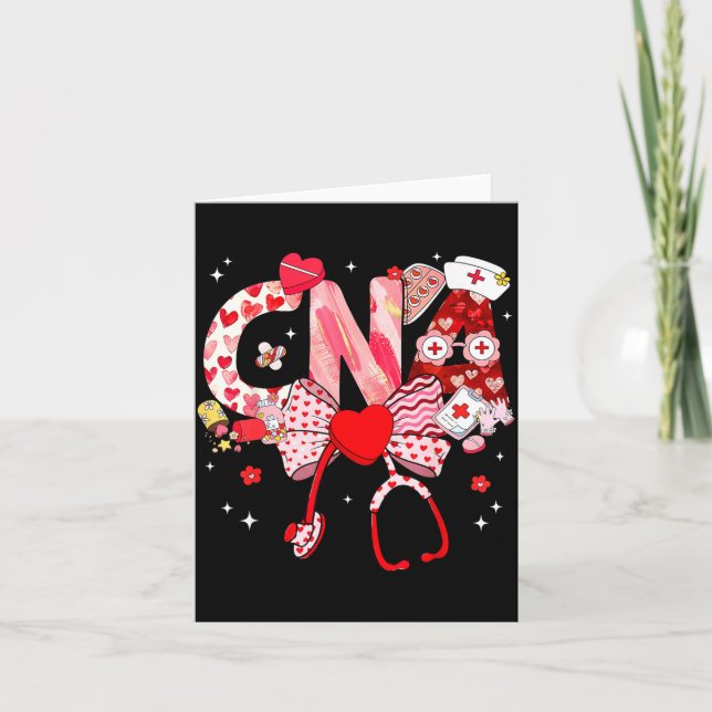 Carte Valentine Infirmière Cna Coquette Nœud Stéthoscope (Devant)