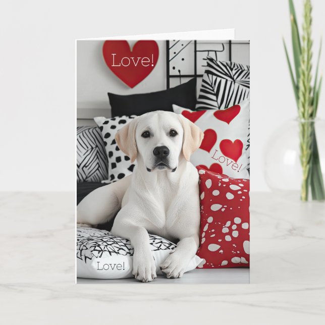 Carte Valentine jaune Labrador (Devant)