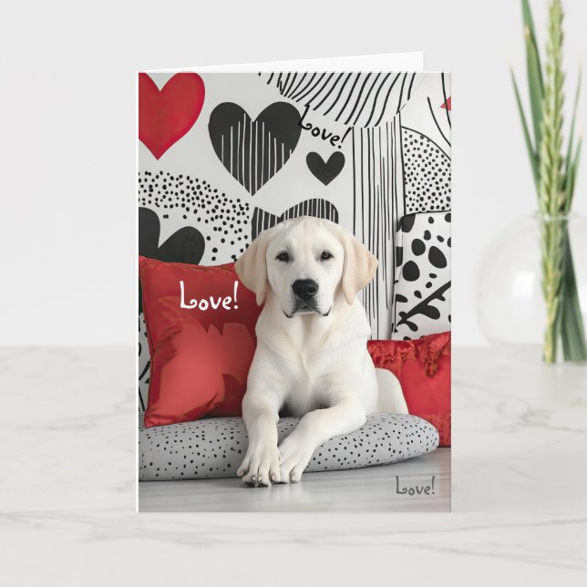 Carte Valentine jaune Labrador (Devant)