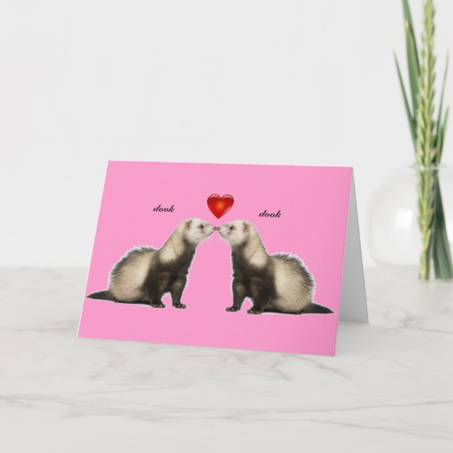 Carte Valentine Kissing Ferrets (Devant)