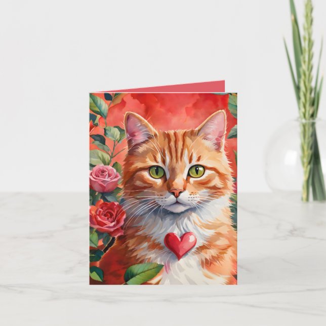Carte Valentine moelleuse Tabby Cat Orange (Devant)