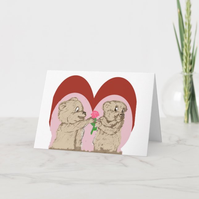 Carte Valentine Ours Fuzzy (Devant)