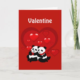 Carte Valentine Panda Couple Heart