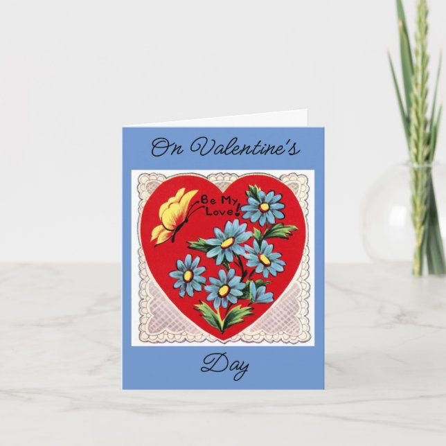 Carte Valentine Papillon Et Fleurs (Devant)