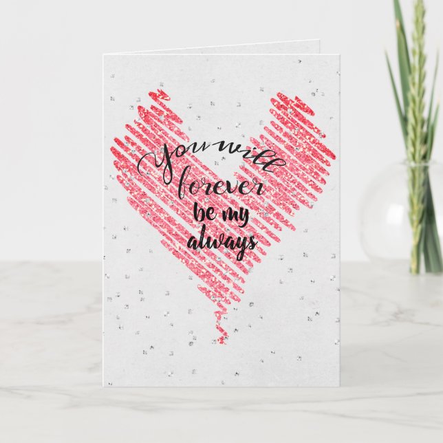 Carte Valentine Parties scintillant Coeur avec bling (Devant)