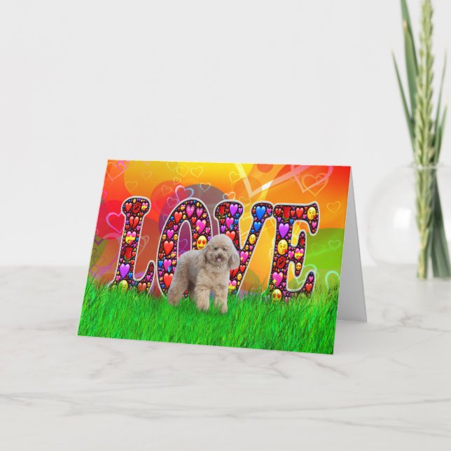 Carte Valentine pour chien de caniche Tan (Devant)