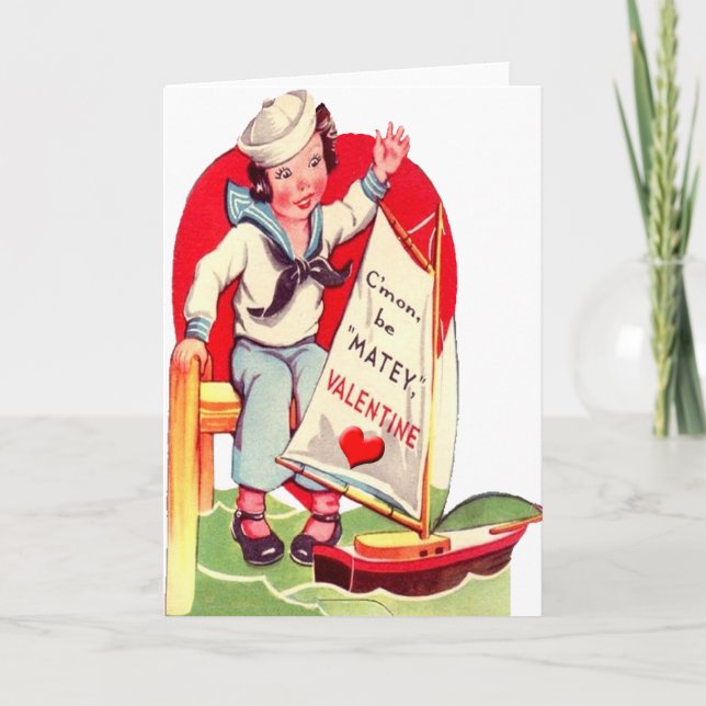 Carte Valentine pour voilier garçon de la marine m (Devant)