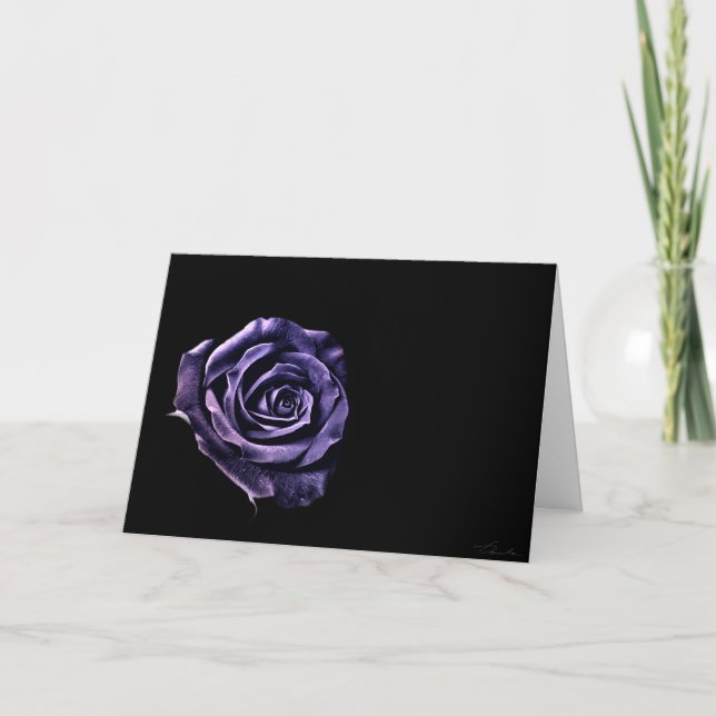 Carte Valentine rose bleu violet (Devant)
