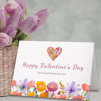 Carte Valentine’s Day for Him - Floral Heart Flower