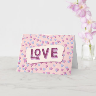 Carte Valentine’s Day Love Pink and Blue Hearts