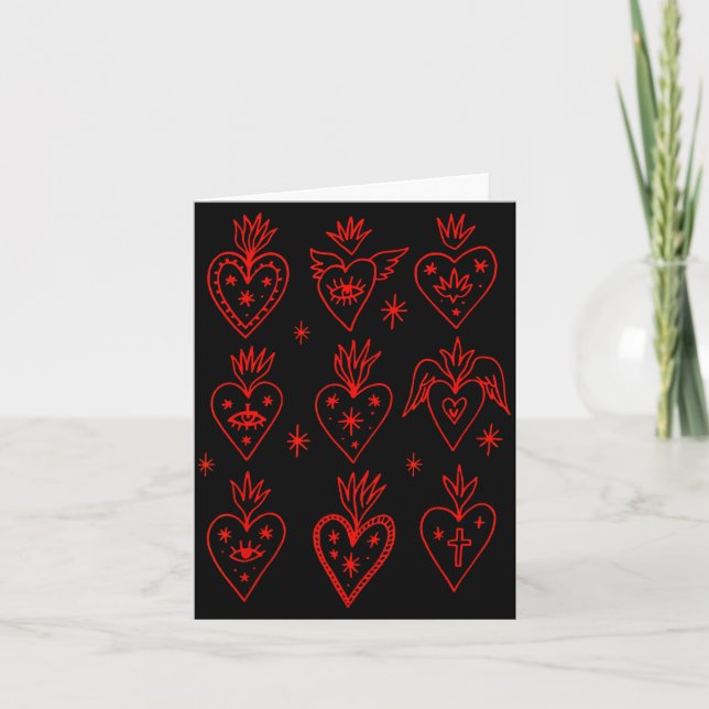 Carte Valentine’s Day Mexican Milagro Gothic Goth Sacred (Devant)