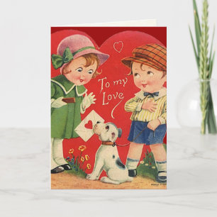 Carte Valentine vintage pour enfants
