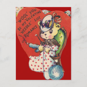 Carte Valentine vintage Retro Bear Tricot