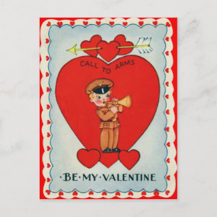 Carte Valentine vintage Retro Bugler