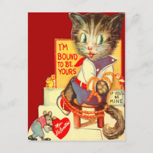 Carte Valentine vintage Retro Cat enlevée