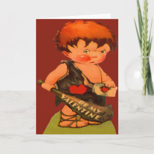 Carte Valentine vintage Retro Cute Caveman