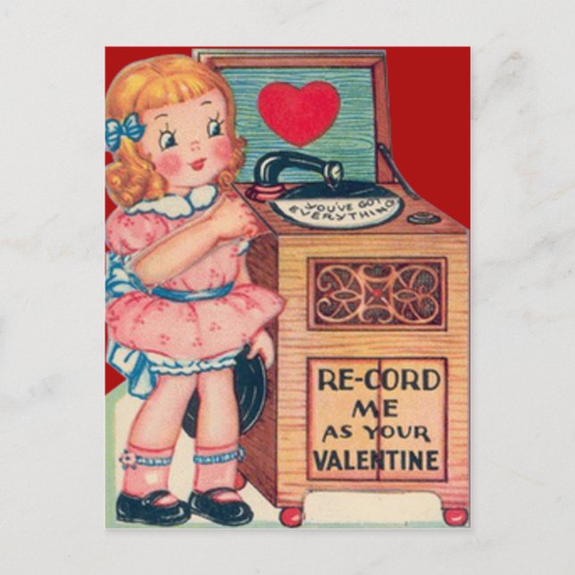 Carte Valentine vintage Retro Girl (Devant)