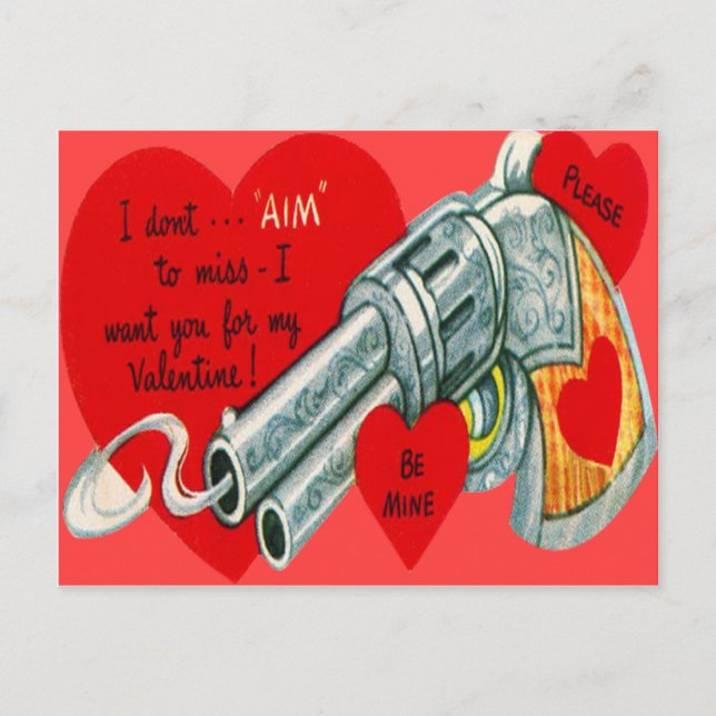 Carte Valentine vintage Retro Gun (Devant)