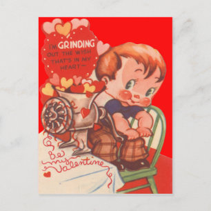 Carte Valentine vintage Retro Heart Grinder