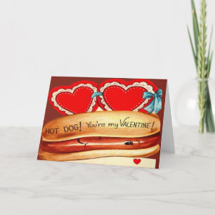 Carte Valentine vintage Retro Hot Dog