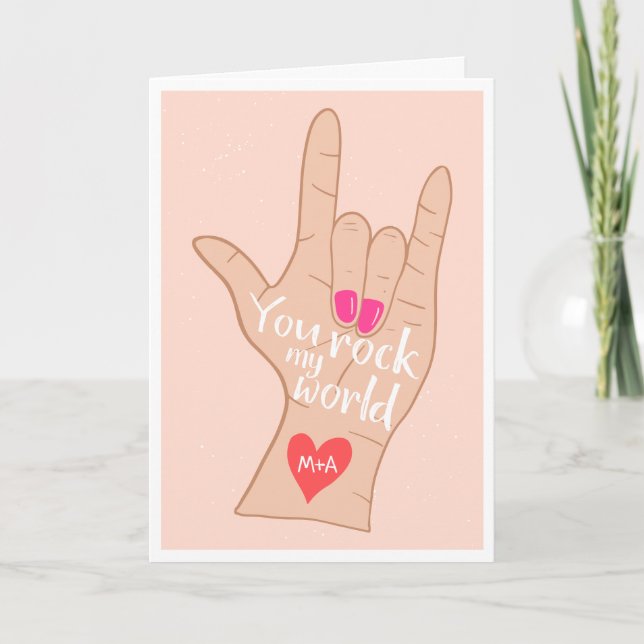 Carte Valentine vous rock mon monde mignon 3 photos coll (Devant)