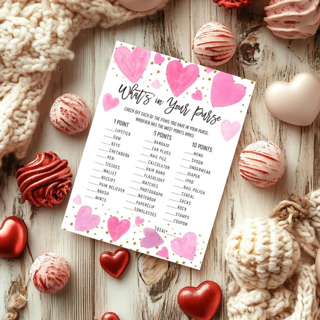 Carte Valentine what on your purse baby shower game card (Créateur téléchargé)