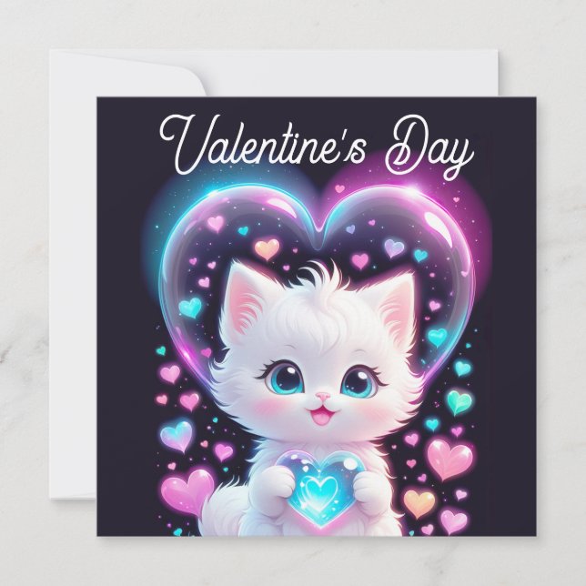 Carte Valentines adorable chat mignon Saint-Valentin (Devant)