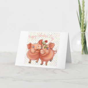 carte valentines avec des cochons drôles
