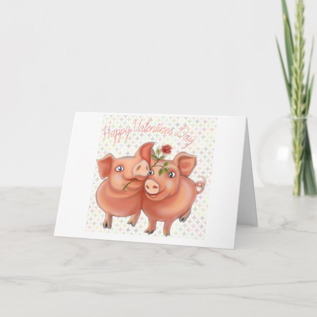 carte valentines avec des cochons drôles (Devant)