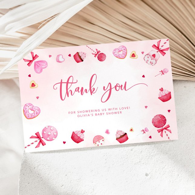 Carte Valentines bonbons rose amoureux merci (Créateur téléchargé)