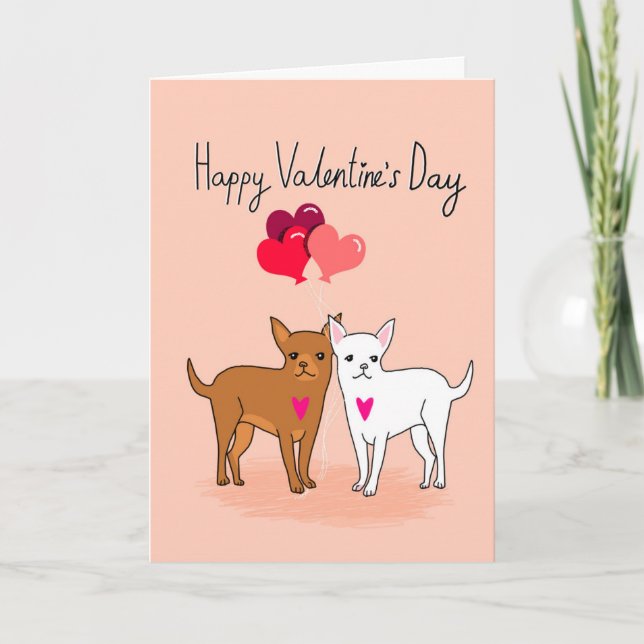 Carte Valentines Chihuahua - chiens mignons (Devant)