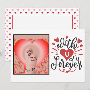 Carte Valentines Couple Doigt "With U Forever"