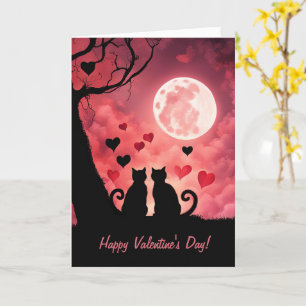 Carte Valentines Day avec Chats Moon Hearts
