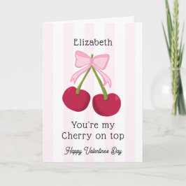 Carte Valentine's Day Cherry on Top Coquette Stripes
