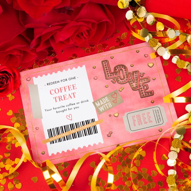 Carte Valentine's Day Coffee Treat Love Couples Coupon (Créateur téléchargé)